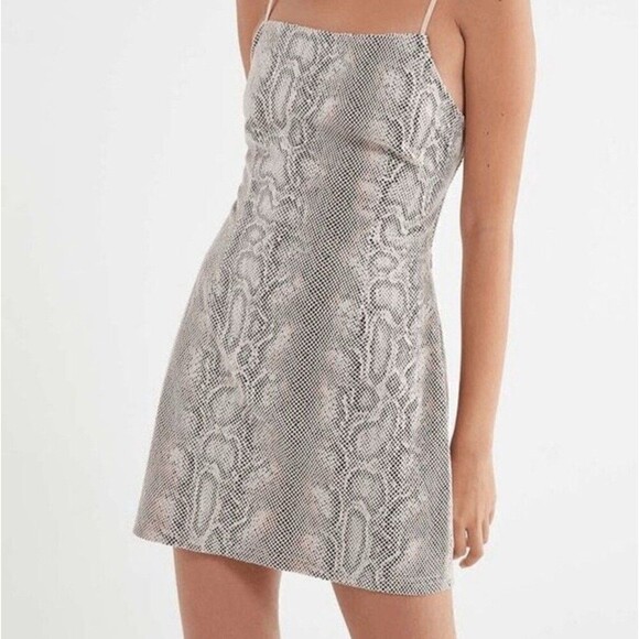 Urban Outfitters Dresses & Skirts - UO Textured Snake Print Mini Dress print Beige L At Urban Outfitters women L
